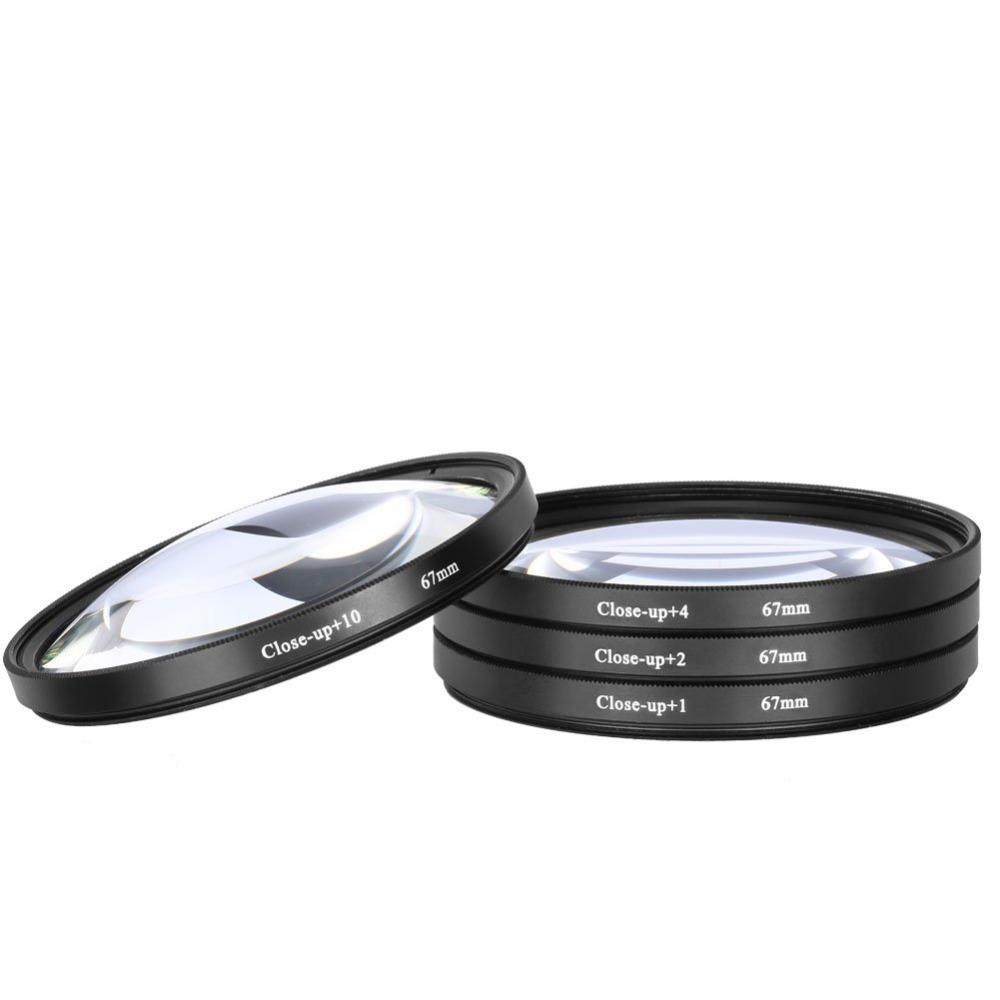 4 Kit de lentilles Close up vhbw 4X Lentilles Macro pour objectifs d'appareils Photo de 67mm 10 Dioptrie +1 2 étui Inclus 