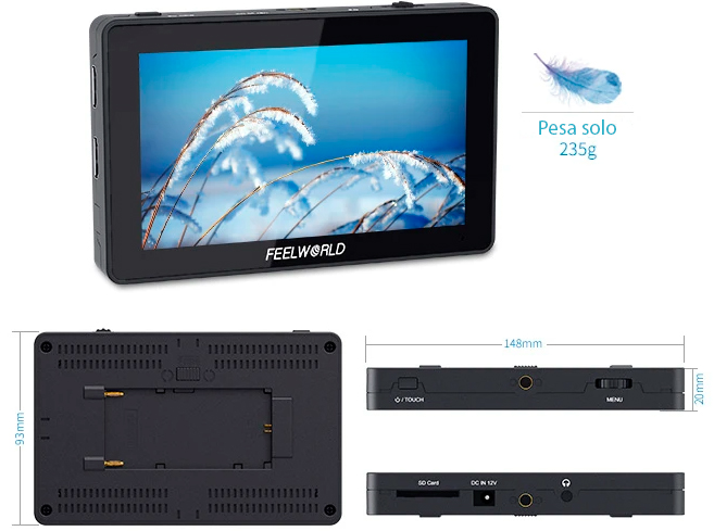 Monitor Feelworld F6 Plus para Panasonic HC-V520M