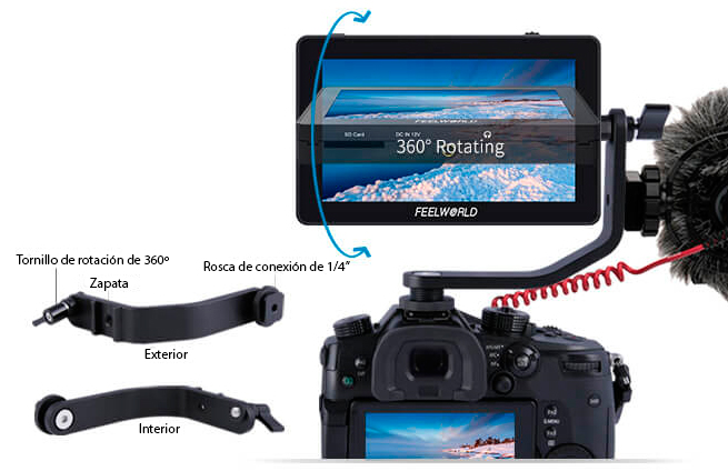 Monitor Feelworld F6 Plus para Panasonic HX-WA3