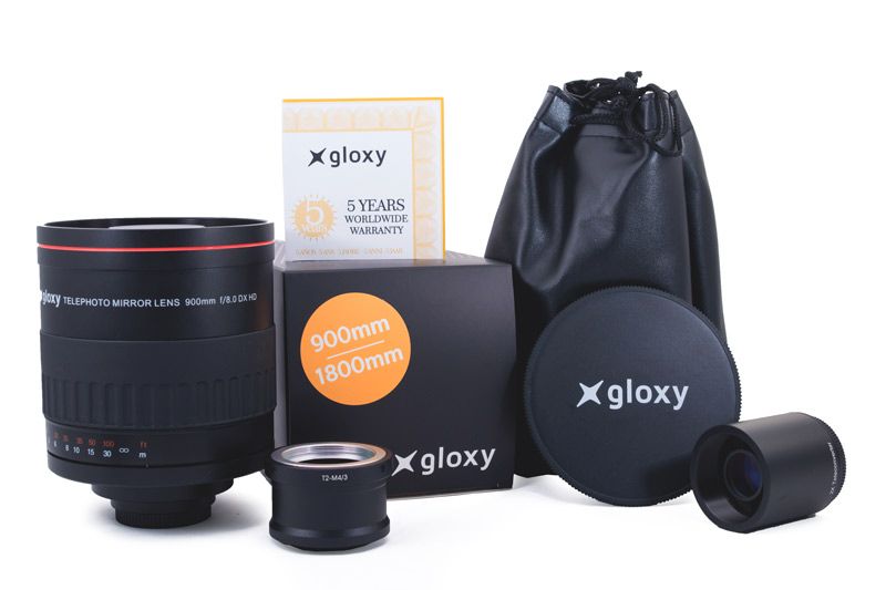 Gloxy 900-1800mm f/8.0 Teleobjetivo Mirror + Duplicador 2x