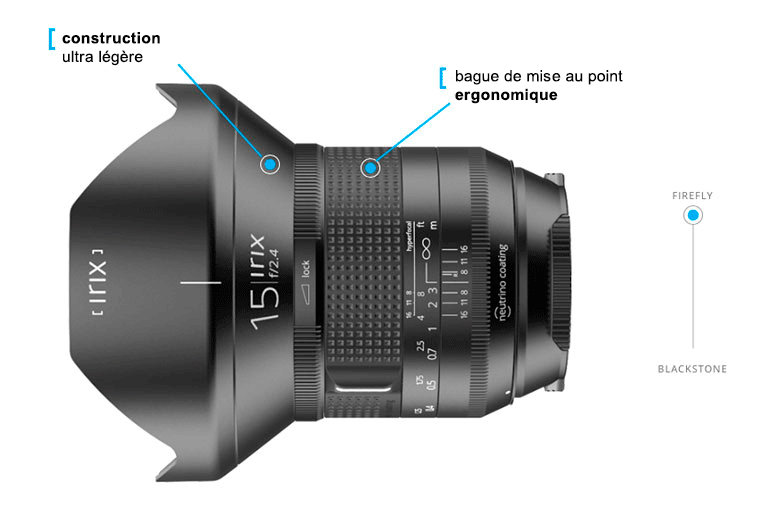 Irix 15mm f/2.4 Firefly Grand Angle Nikon + Irix Filtre CPL 95mm