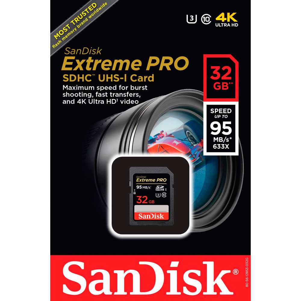 SanDisk 32GB Extreme Pro SDHC U3 Memory Card 95MB/s  for Sony Alpha A99 II