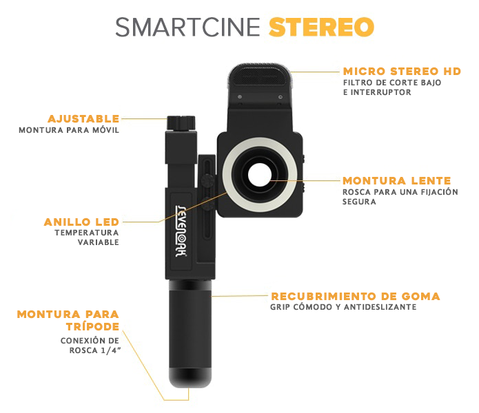 Sevenoak SmartCine estabilizador, LED y micrófono para móvil