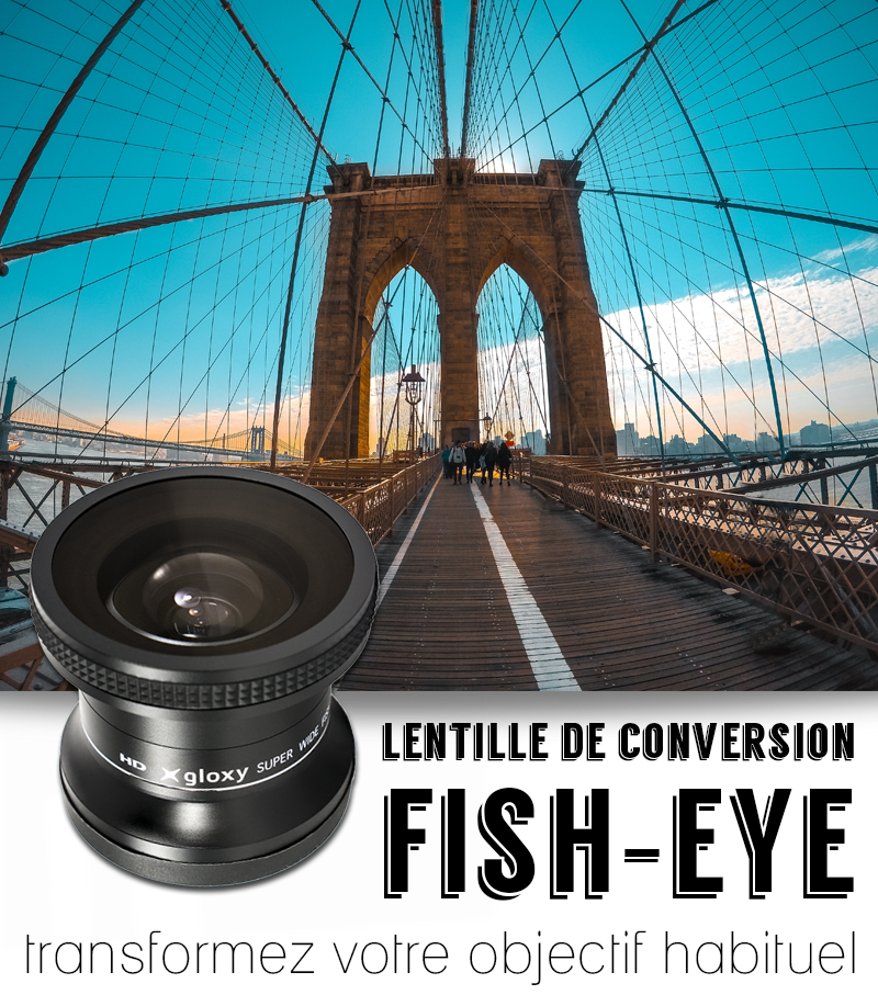 Lentille de Conversion Gloxy Fish-eye 0.25x 58mm
