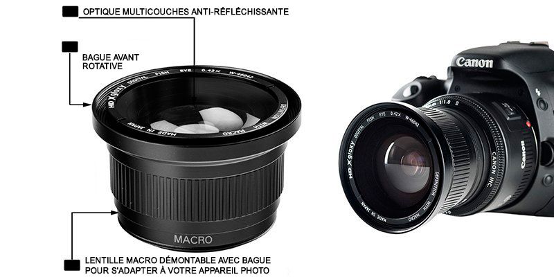 Lentille Fish-eye-avec Macro pour Canon EOS 1100D