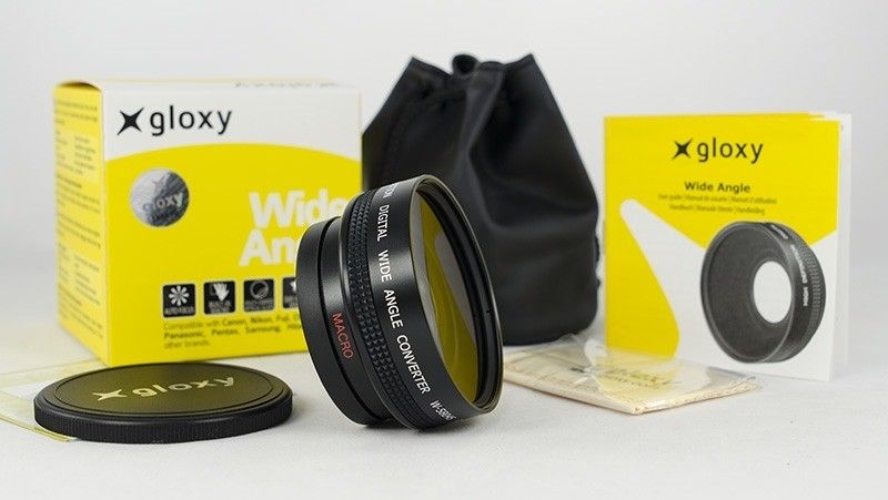 Lente Gran Angular 0.45x Gloxy 52mm con Macro 